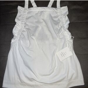 Free Assembly’s Women’s White Shirred Flounce Tank Top Size M NWTS